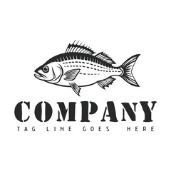 fish logo hand drawn illustration