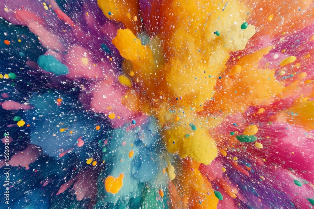 Poster a dynamic burst of colorful powder creating an energetic and vibrant abstract background, perfect fo