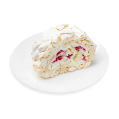 Meringue dessert, on a white background, isolated.