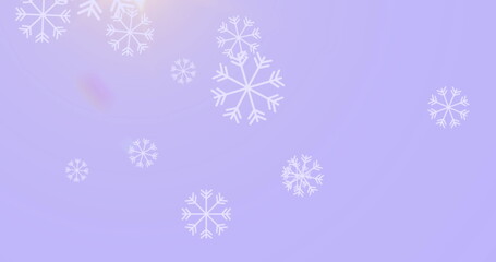 Image of hexagons over snowflakes on blue background at christmas