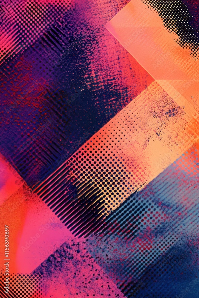 Poster a dynamic abstract image featuring bold geometric shapes and vibrant colors, creating a modern and a