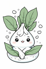 Vector color illustration, colorful vegetables, Water spinach