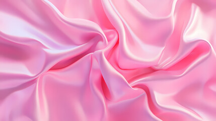 Fototapeta premium Glossy satin sheet - hot pink silk folded background - 3d image of crimson brilliant silken texture backdrop. Silken. Illustration