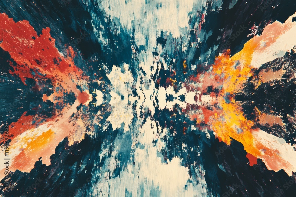 Poster dynamic abstract painting with vibrant colors and energetic brush strokes, creating a visual explosi