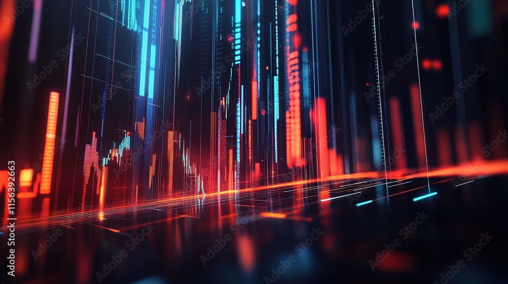 Aufkleber glowing bar chart representing business growth and data analysis