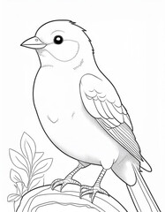 Fototapeta premium Colored and Black and White Vector Illustration of a Happy Nightingale. Cute Cartoon Bird Isolated on a White Background Coloring Page. Happy Animals Coloring Book for Children