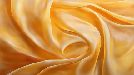 Obraz premium Illustration of golden satin fabric with luxurious folds creating an abstract background. Silken. Illustration