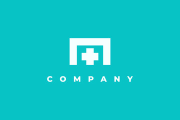 Obraz premium letter m plus medical and hospital logo