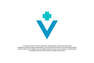Obraz premium medical and plus letter v modern logo