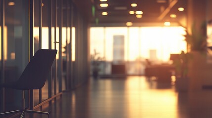 Blurred Office Morning Scene with Natural Light and Minimalist Style