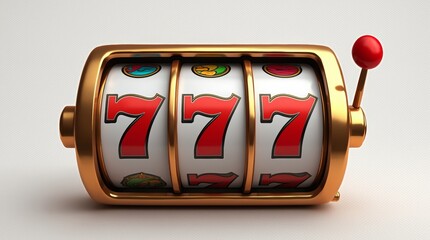Online casino. 3D slot machine isolated on a transparent background 