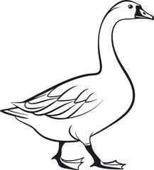 Goose outline vector and straightforward illustration line art design on a white background.