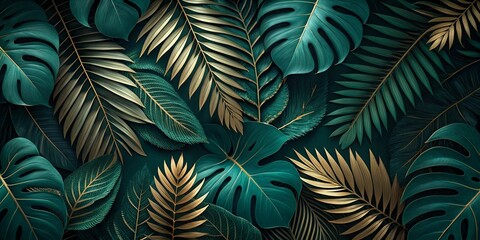 Tropical leaves background with beautiful colors
