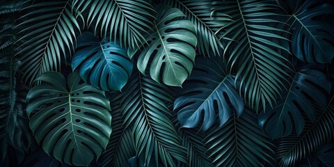 Tropical leaves background with beautiful colors