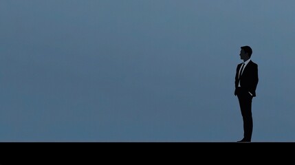 Obraz premium Silhouette Illustration of Businessman Against Simple Background