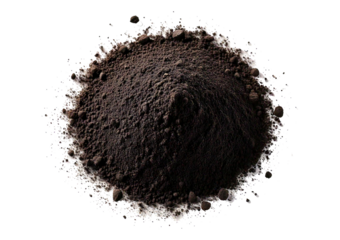 Black soil isolated on a transparent or white background