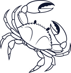 Crab outline vector and straightforward illustration line art design on a white background.