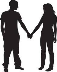 Lovers couple holding hands silhouette isolated. vector illustration on a white background