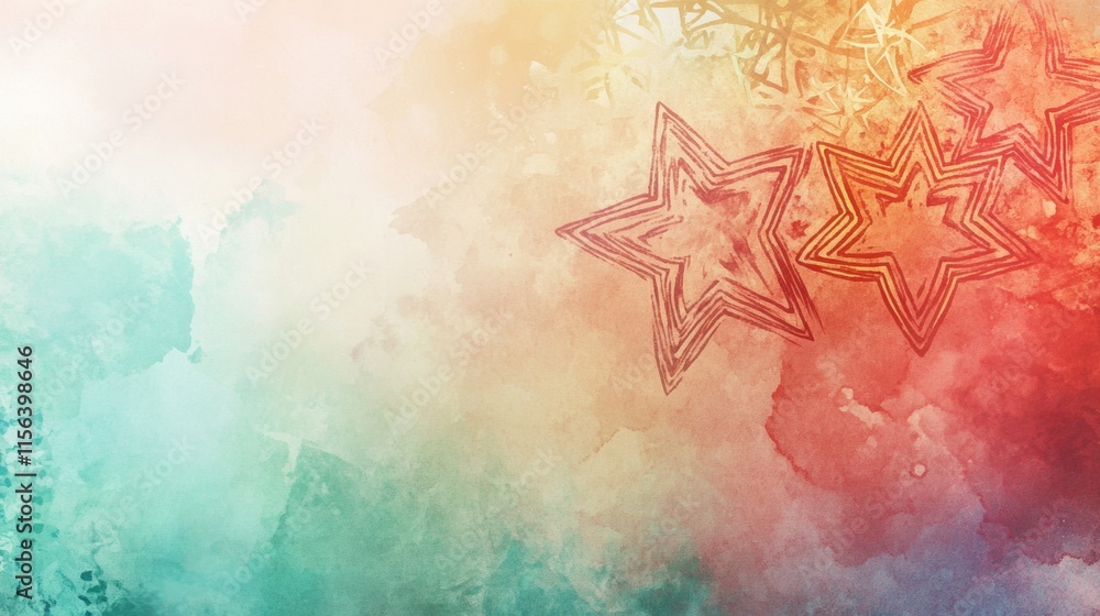Aufkleber a colorful background with stars drawn on it. the stars are in different sizes and are scattered thr
