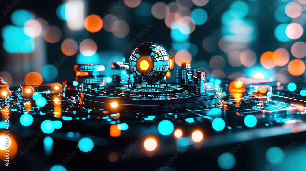 Aufkleber futuristic abstract background with glowing elements and circuitry