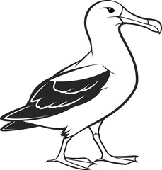 Albatross outline vector and straightforward illustration line art design on a white background.