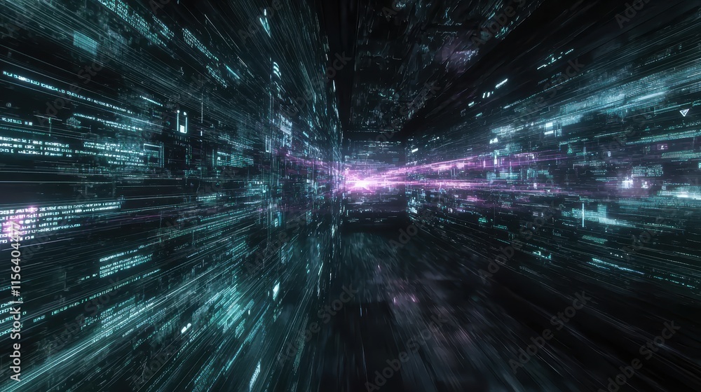 Aufkleber dynamic abstract representation of digital data flow in motion