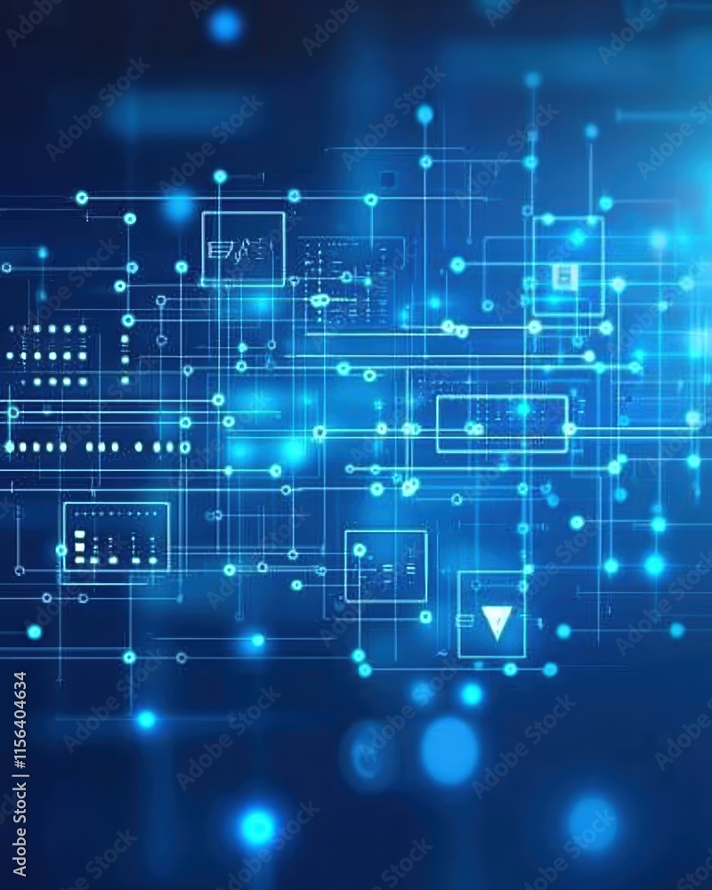 Poster abstract digital background with glowing blue lines and nodes