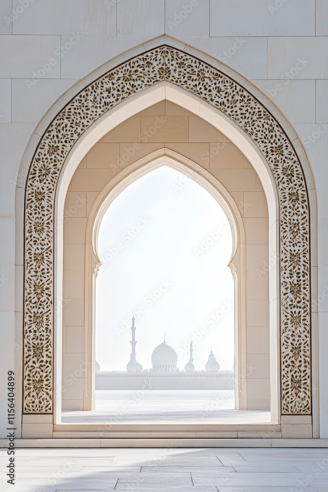 Poster a large archway with a white background. the archway is open and has a lot of detail