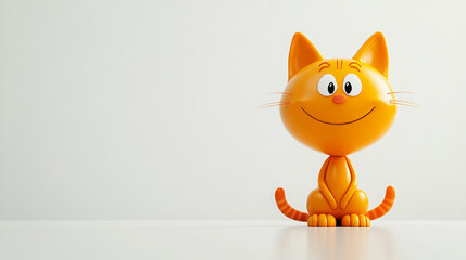 Obraz premium Cheerful 3D Cartoon Orange Cat Illustration for Kids' Artwork