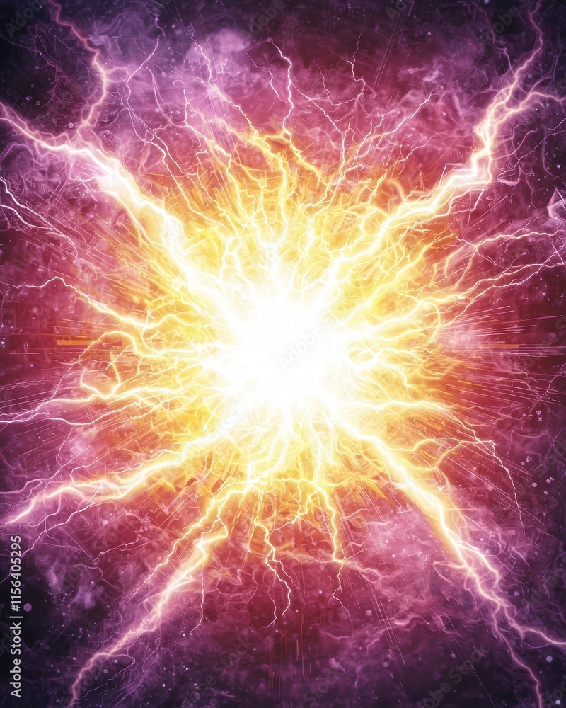 Poster abstract explosion of light and energy with dynamic patterns
