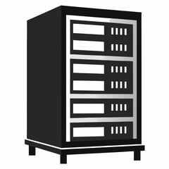 Server Rack Silhouette Vector Illustration