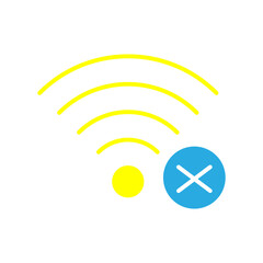  Icon indicating no Wi-Fi connection, with a crossed signal symbol.