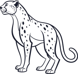 The leopard outline vector and straightforward illustration line art design on a white background.