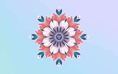 Festive Tiranga Bloom, Pastel floral mandala design with intricate details.