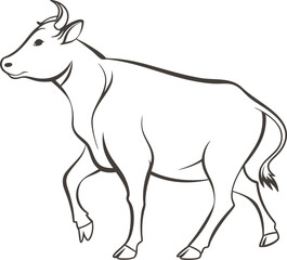 The cow outline vector and straightforward illustration line art design on a white background.