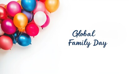 Simple text layout for global family day with colorful balloon decoration creating celebratory announcement design