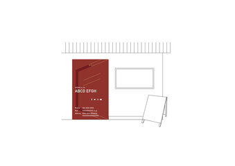 Artwork that combines the store's exterior and business card