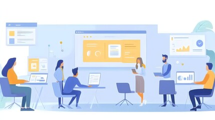 Obraz premium Team Collaboration Data Analysis Modern Workplace