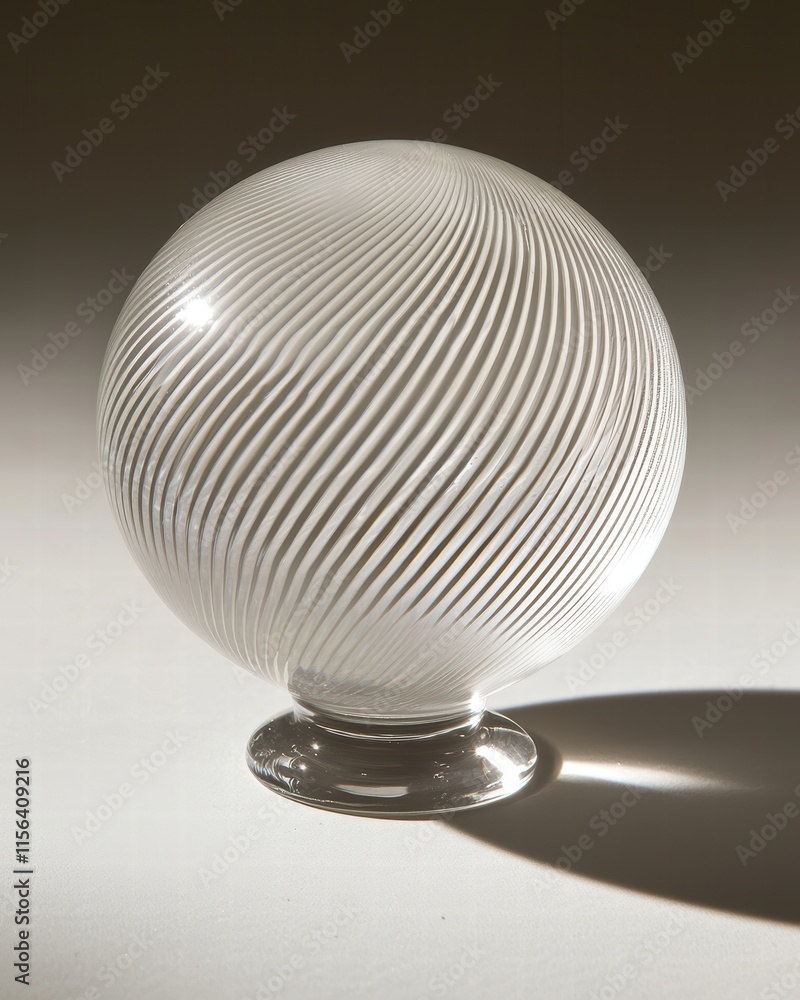 Poster elegant glass sphere with intricate spiral pattern and soft shadows