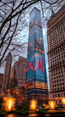 Cityscape at Dusk  Skyscrapers  Stock Market  Urban Night