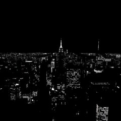 Obraz premium An expansive view of a bustling city at night. skyline silhouette. cityscape illustration architecture city 