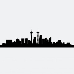 Fototapeta premium A flat vector skyline cityscape illustration architecture city of seattle washington. city in usa. skyline silhouette. cityscape illustration architecture city 