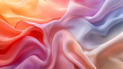 Obraz premium Abstract iridescent waves of silken fabric, shimmering with light and color, creating a dreamy and ethereal backdrop. Silken. Illustration