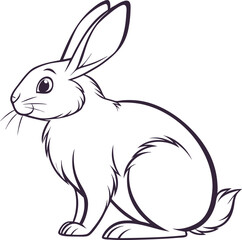 Rabbit outline vector and straightforward illustration line art design on a white background.