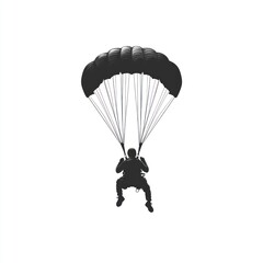Skydiver descending with open parachute.