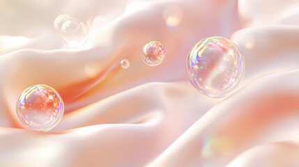 Creamy, silken fabric with shimmering bubbles. ideal for beauty, luxury, or spa product promotions. Silken. Illustration