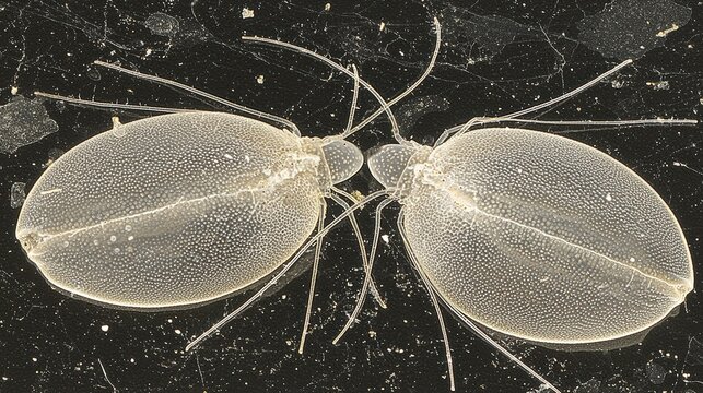 Close-Up of Two Transparent Insects on Dark Surface under Microscope