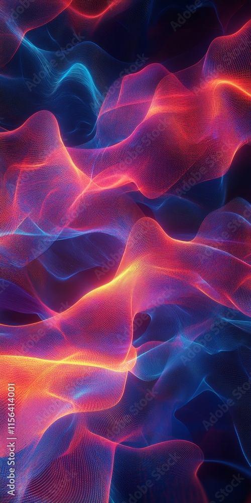 Poster a mesmerizing display of neon light waves in motion, showcasing vibrant colors and dynamic patterns 