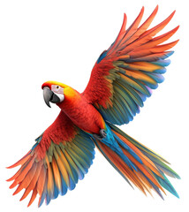 Obraz premium A colorful parrot with a blue and yellow wing is flying in the air