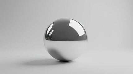 A shiny glass sphere, ball, and silver egg on a white background, featuring a round crystal design with reflections and a smooth, glossy surface